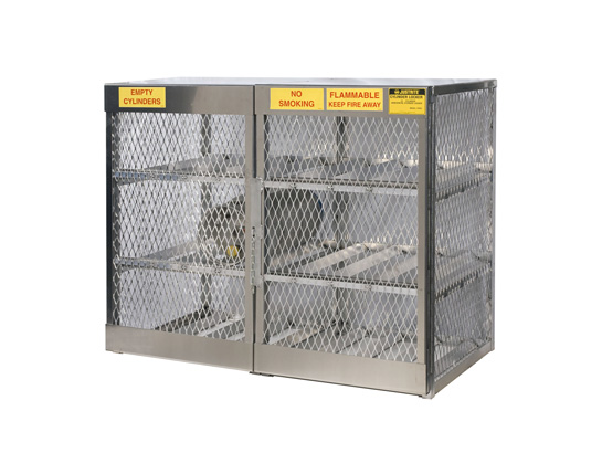 Cylinder locker for safe storage of 12 horizontal