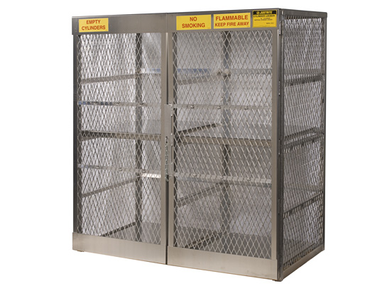 Cylinder locker for safe storage of 16 vertical