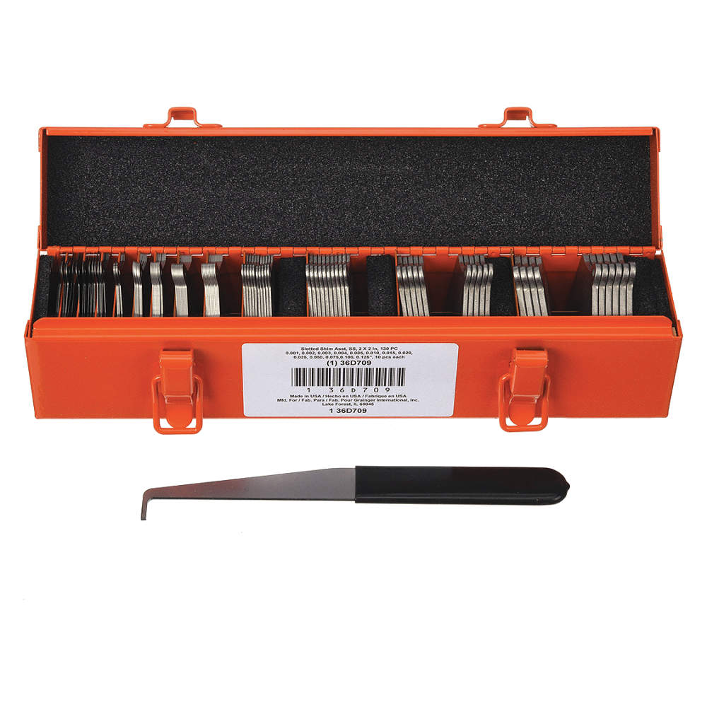 Stainless Steel Slotted Shim with Tab Assortment, 130 P