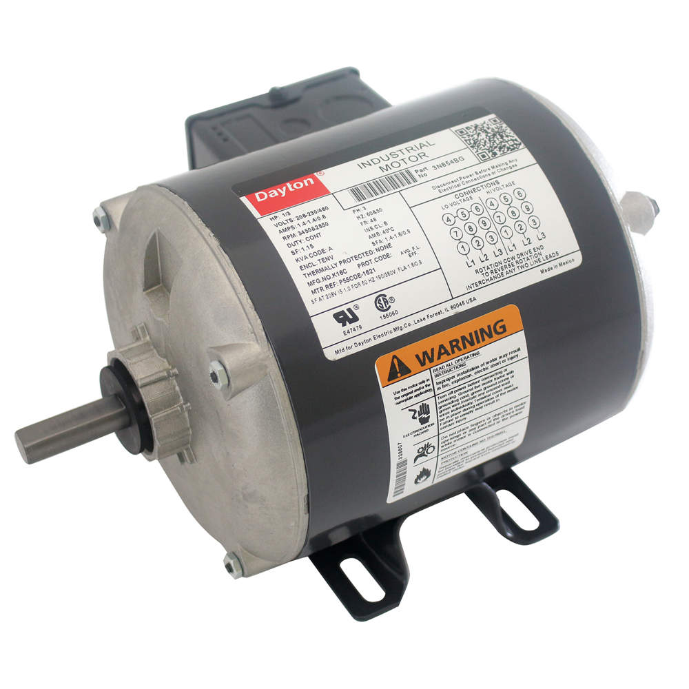 1/3 HP General Purpose Motor, 3-Phase, 3450 Nameplate R