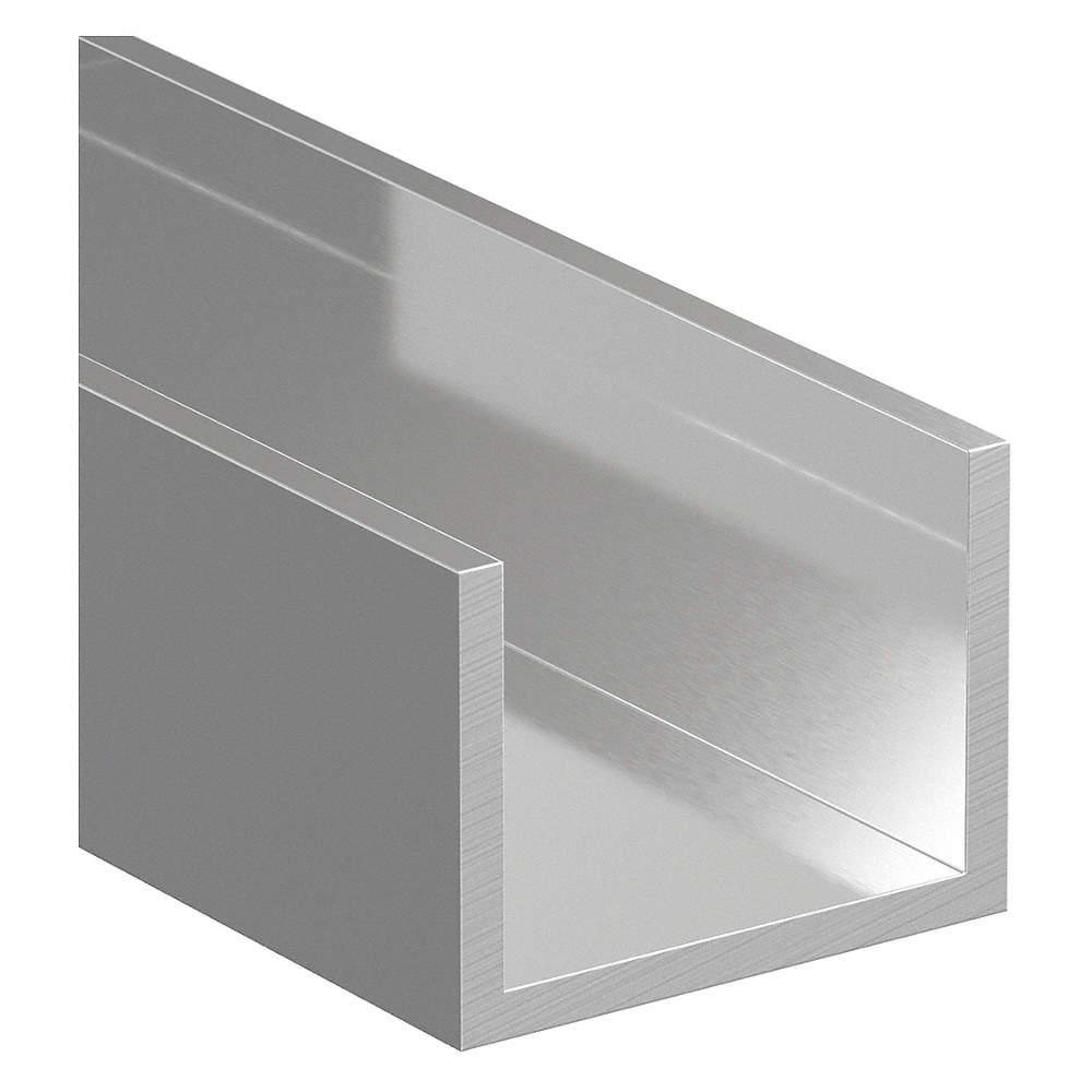 U-Channel, AL 6063, 2 In Leg, 5 In x 8 ft