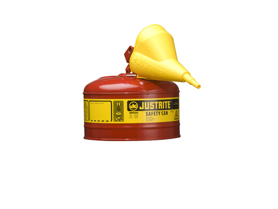 Type I Steel Safety Can for flammables, with Funnel, 2.